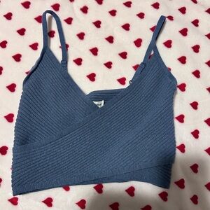 Aerie Blue Ribbed Knit Crop Top
